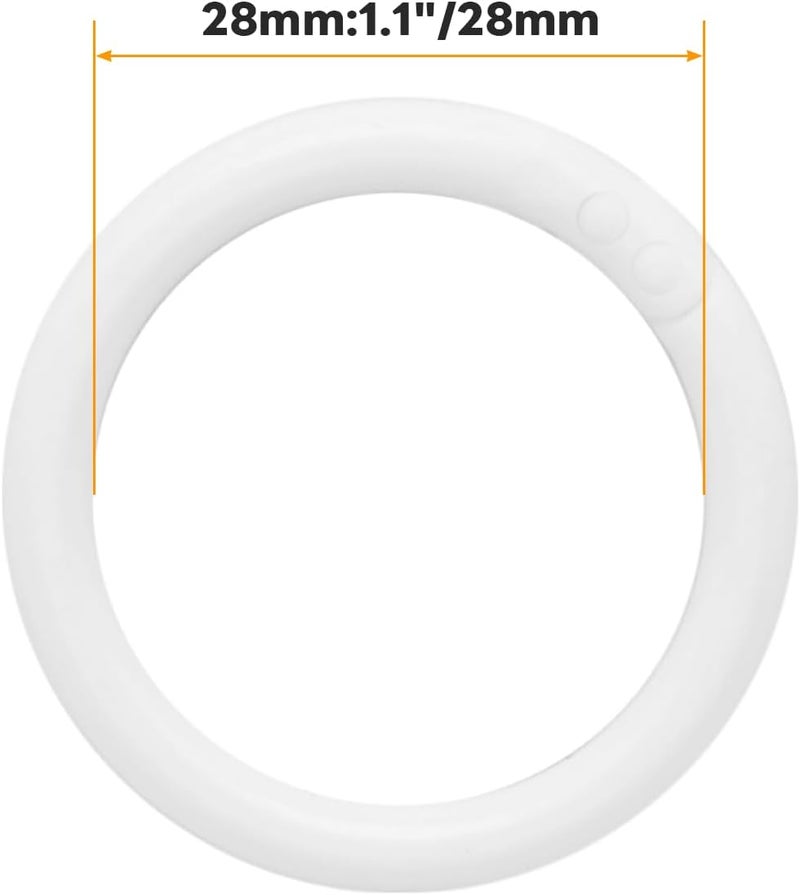 Semrien 120 Pcs 1.1 Inch Plastic Binder Rings, Loose Leaf Binder Book Rings, Black Index Card Rings Binder Clip Rings for Flash Cards, Key Rings, Index Cards, Paper (28mm, White) - Image 2